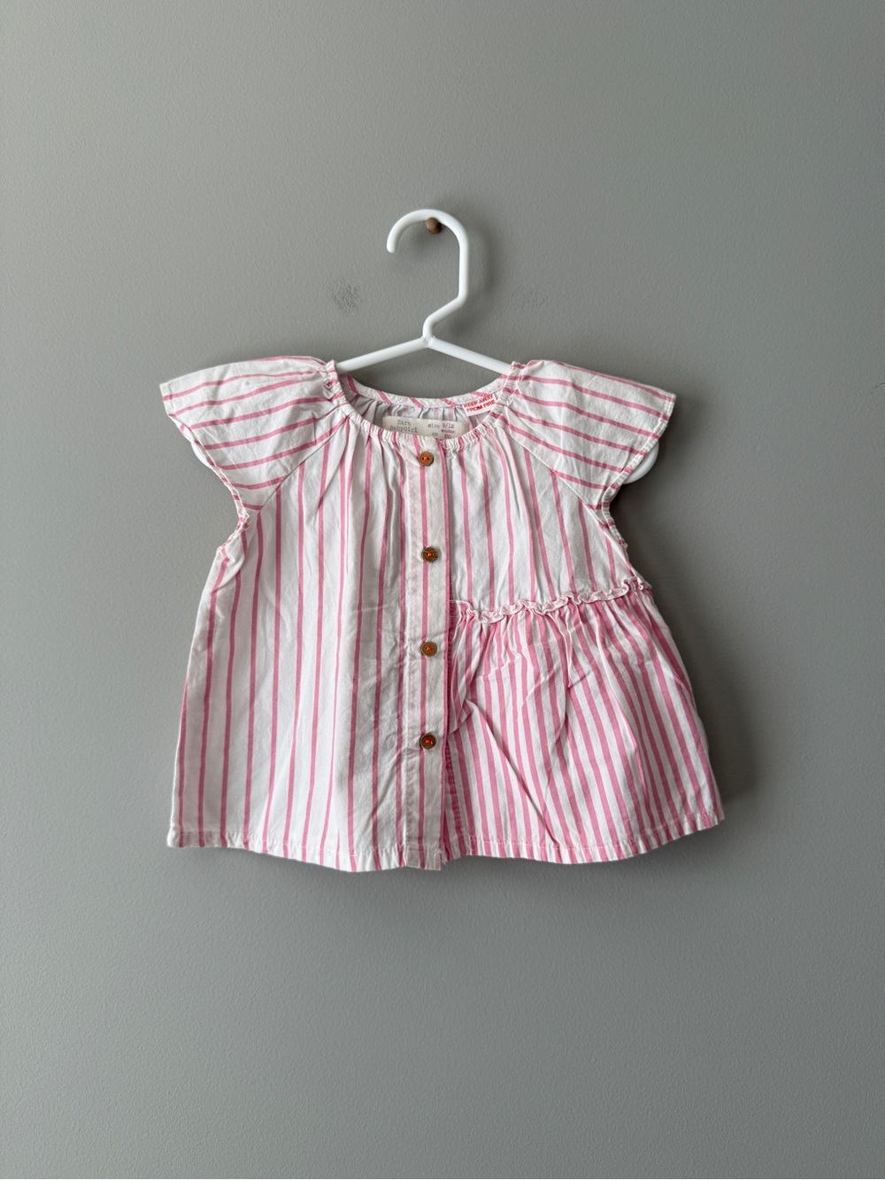 Zara Pink 9-12 months  and White Striped Girls' Button-Front Blouse
